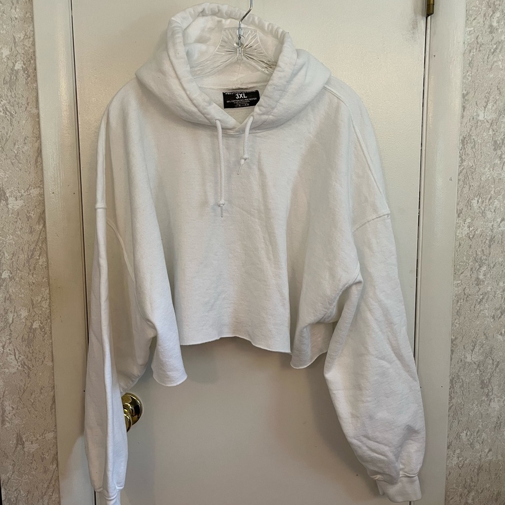 Cropped white hoodie